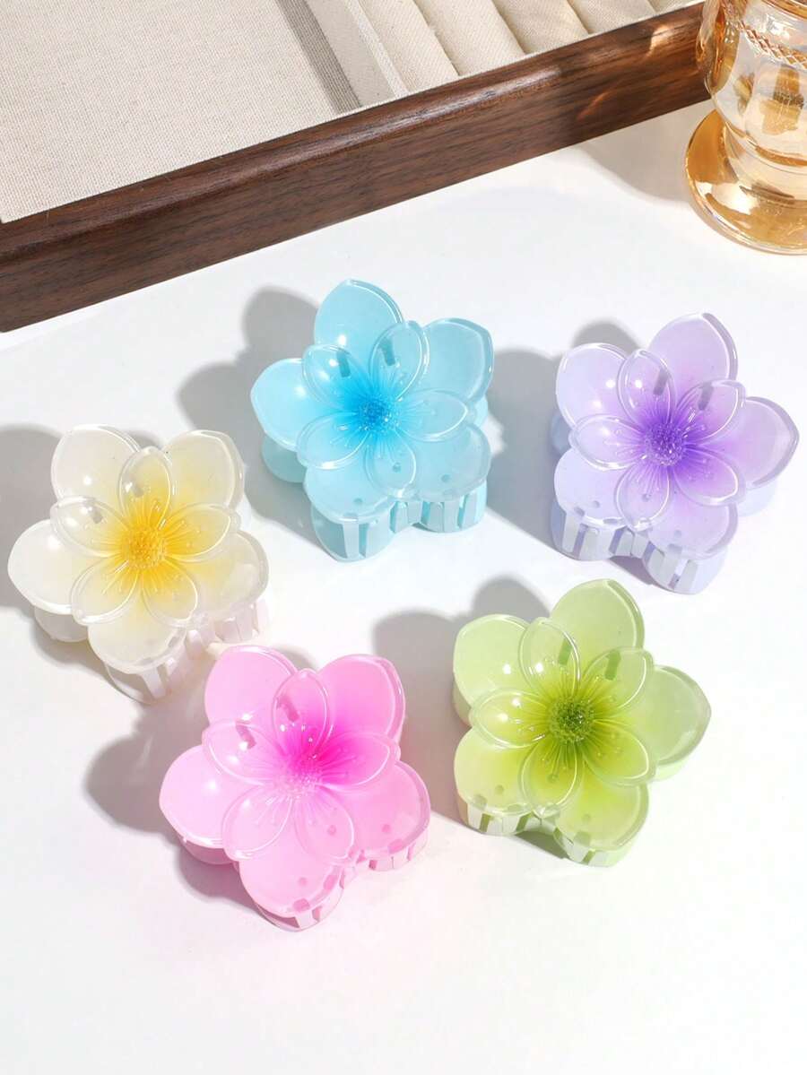 1 pièce Clip à cheveux élégant à la mode avec design floral dégradé, convient pour un port quotidien, cadeau pour femmes Halloween - Multicolore - Voir 1