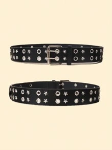 1pc Punk Style Rivet, Bullet, Star Decorated Denim Belt, 5 Colors Available Halloween Summer, School Fall, Autumn, Halloween - Punk Belt - View 14