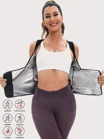 2025 Newest Spring Women Sports Sweat Vest Shaping Weight Loss Breathable Wrap Chest Support Tank Top, Thermal Yoga Fitness Activewear For Waist Slimming & Tummy Control (PU Coating) Gym Accessories For Belly Slimming Girdles, Lumbar Girdles For Belly Slimming Corset