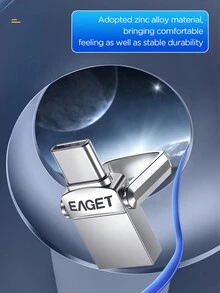 EAGET C 型闪存盘 2 合 1 OTG USB 3.0 + USB C 记忆棒带钥匙扣双拇指照片棒跳转驱动器适用于 Android 智能手机、电脑、苹果笔记本电脑、PC - 銀色 - 查看 4