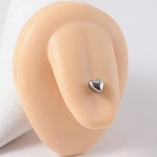 1PC Heart Tongue Barbell Ring Simple Piercing Body Jewelry 14g - Silver - View 3