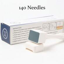 100Needles/140Needles Adjustable 0-3mm Microneedling Derma Stamp,Microneedle Derma Roller For Beard Derma Pen Skin Care Tool Home Use - White - View 9
