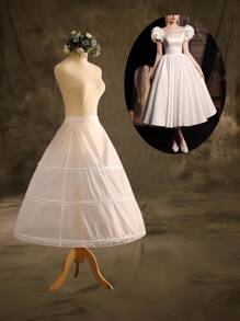 1 件女式白色春夏轻质衬裙，3 层钢骨荷叶边洛丽塔衬裙，适合婚礼、派对、角色扮演，优雅的 3 环新娘礼服衬裙 - 可机洗，涤纶和尼龙，非常适合新娘礼服和万圣节正式礼服 - 白色 - 查看 1