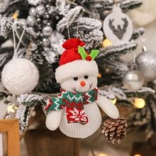 1 件/3 件圣诞装饰品，创意 3D 圣诞老人小雕像装饰，经典红白条纹围巾，雪人和驯鹿挂饰，适用于圣诞树、家居墙壁、派对、农舍装饰 - 彩色 - 查看 4