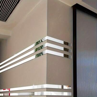 6Pcs Self-Adhesive 3D Acrylic Mirror Ceiling Edge Strips Restaurant Home TV Background Wall Waistline Wall Stickers Living Room Home Line Wall Stickers Decoration, Stickers, Wall Decal, Vinyl Decal For Home Decorations, Spring Decoration Items Refresh Your Home, Festival Decoration Stickers Gifts Birthday Graduation