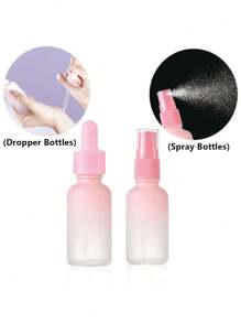 1入粉色玻璃滴管瓶，設有滴管塞和空滴漏瓶，香水瓶容器 - 彩色 - 查看 2