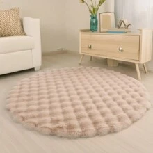 1pc Plush Soft Comfortable Circular Solid Color Rug, Cozy Fluffy Carpet Suitable For Bedroom, Living Room, Sofa, Vanity Area And More Gifts Birthday Graduation