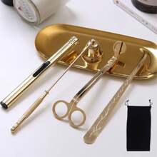 Stainless Steel Candle Accessory Set,Candle Wick Trimmer Cutter+Candle Snuffer Extinguisher+Wick Dipper+Storage Tray+Gift Package For Candle Lover (Multicolor) The Product Has Some Scratches &Chromatic Aberration - Multicolor - View 3