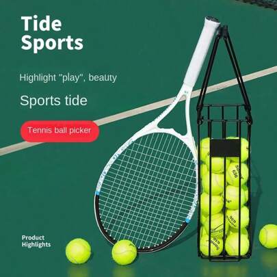 1pc Portable Tennis Ball Picker Up Tool, Professional Fast Pressing Tennis Ball Pickup Basket, Convenient Ball Retriever