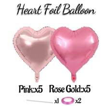 18inch 10pcs Heart-Shaped Foil Balloons, Red, Gold, Pink, Rose Gold, Silver, Multi-Colored Options, Suitable For Valentine's Day, Singles Party, Christmas Decoration, Wedding, Proposal, Bridal Shower, Anniversary, Birthday Party, Party Decor, Christmas - 10 Love Hearts - View 15