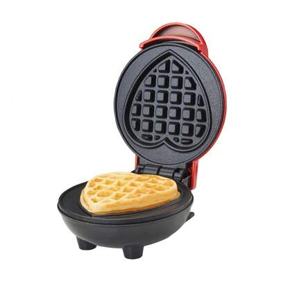HONGMEI 1PC Wall Plug 350-Watt 4-Inch Mini Non-Stick Pink Heart Waffle Maker Mini Electric Waffles Maker Bubble Egg Cake Oven Breakfast Heart Shaped Waffle Maker Cooking Appliance