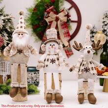 1 pezzo/set da 3 pezzi, altezza 50/44/52cm, decorazioni natalizie nordiche con gambe sospese, figure di Babbo Natale, pupazzo di neve, alce e gnomi europei, ornamenti natalizi, ciondoli nani, migliori regali, decorazioni natalizie, decorazioni per la stanza invernale, decorazioni natalizie per la casa, regali di Natale - Multicolore - Visualizzare 1
