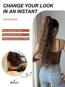 ZURO 26 Inch Long Wavy Synthetic Hair Ponytail Extension, Heat Resistant Fiber, Suitable For Women & Girls, Party & Daily Use - Two-Tone - View 9