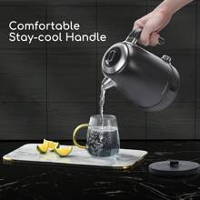 1 pezzo Bollitore elettrico Aigostar con controllo della temperatura regolabile (da 40°C a 100°C), bollitore elettrico in acciaio inossidabile da 1,7 L, 2200W, con display LED, funzione di ebollizione, colore nero