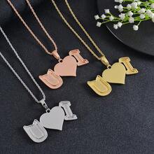 1PC Personalized Hip Hop I Love You Love Letter Pendant Necklace Couple Commemorative Gift - Gold - View 3