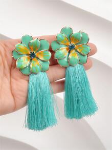 1 par de pendientes vintage de metal con flores de strass y borlas, apropiados para uso diario y vacaciones, San Valentín, mamá, madre, Día de la Madre, regalo
