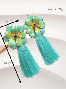 1 par de pendientes vintage de metal con flores de strass y borlas, apropiados para uso diario y vacaciones, San Valentín, mamá, madre, Día de la Madre, regalo