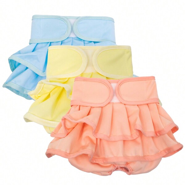 3 عبوات حفاضات كلاب للإناث قابلة للغسيل، حفاضات كلاب قابلة لإعادة الاستخدام للجراء، ماصة للرطوبة بشكل عالي ومريحة، حفاضات كلاب للكلاب في فترة الحرارة أو التبول المفرط، مطبوعة بنقوش الزهور