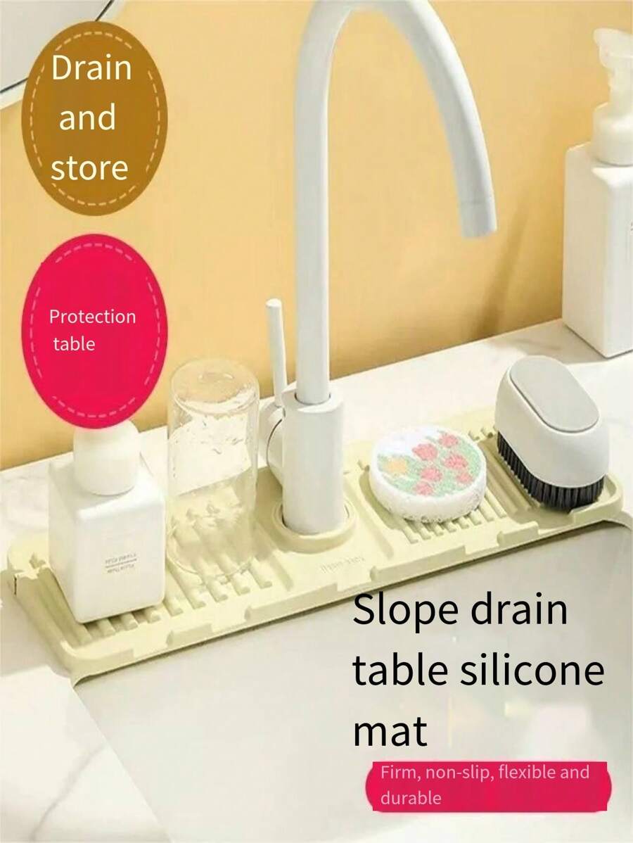 1 件装厨房硅胶水龙头垫、水波纹水龙头接水垫、大号水槽防溅垫、浴室台面保护垫 - 多色 - 查看 1