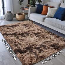 Soft Shag Area Rugs For Living Room, Fluffy Shaggy Rugs For Bedroom, Luxury Modern Plush Carpet For Dorm, Apartment, Indoor Home Decor, Upgrade Non-Slip Cozy Accent Rug For Floor Protection And Style, Room Decor. - Tie Dye-Cà phê - Xem 3
