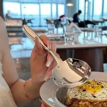 1pc Stainless Steel Serving Spoon, Large Square Spoon, Stainless Steel Buffet Spoon, Banquet Catering Utensil, Suitable For Party, Buffet, Dinner, Banquet, Kitchen - Silver - View 6
