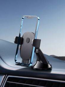 1 件车载仪表盘手机支架，新型紧凑便捷的重力安装稳定手机支架（随机发送 2 种面板设计） - 黑色 - 查看 3