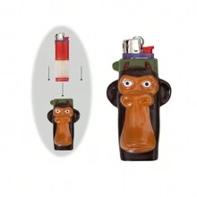 1 pieza, Funda novedosa para encendedor, Soporte único para encendedores, Material de PVC, Cubierta linda para encendedores compatible con BIC J9 J3, Gran regalo para hombres (Gorila) - gorila marrón - Ver 3