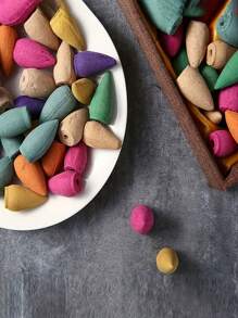 120 件天然回流香锥 - 多种香味，适合冥想和瑜伽 - 非常适合瀑布香炉架，用于房屋清洁、冥想、瑜伽、负能量清洁和家庭或办公室净化 - 彩色 - 查看 3