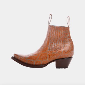 Botín vaquero puntal grabado anaconda para Mujer