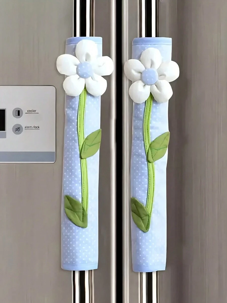 1件装布艺双门冰箱把手套,防冻套,冰箱门把手防尘套,防静电汽车方向盘套,收纳袋,整理袋,保温袋,闺蜜节,小狗,嘉年华,可爱小物,母亲节礼物,卧室装饰,花园,厨房装饰,夏季,海滩,旅行必备,房间装饰,软萌玩具,毕业季 - 藍色 - 查看 1