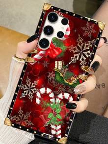Christmas 1pc Candy Cane & Snowflake Pattern Rectangle Phone Case, Anti-Drop Design Compatible With Iphone 7 Plus/8 Plus/XR/XS Max/11/11 Pro/11 Pro Max/12/12 Pro/12 Pro Max/13/13 Pro/13 Pro Max/14/14 Pro/14 Plus/14 Pro Max/15/15 Pro/15 Plus/15 Pro Max/IPhone 16/IPhone 16 Plus/IPhone 16 Pro/IPhone 16 Pro Max, Samsung Galaxy Z Flip3/Z Flip4/S23 FE/S20+/S20 Ultra/S21 Ultra/S22 Ultra/S23 Ultra/S24 Ultra 5G, F15/M15, Note20 Ultra, Note10+, A04E/A05/A12/A13 4G/A14/A15/A22/A23/A24/A25/A32/A33/A34/A52/A53/A54/A55/A72/A73 5G, OPPO A38/A18/A78 5G/A98/A79 5G/A60 4G, Realme C53/C55/C61/C63, Redmi Note12 Pro+ 5G/Note13 Pro - Gold - View 10