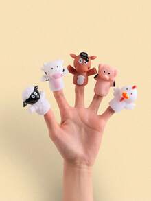 1pc/Set 5pcs Storytelling Little Pig, Lamb, Cow Hand Puppets, Rubber Animal Finger Puppets Dolls - Multicolor - View 8