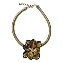 1 pieza Nuevo Estilo Collar para Mujer con Flor Sobredimensionada de Metal con Detalles Florales y Cuerda Tejida