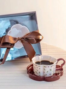 1 Set Elegant Coffee Cup & Saucer, High-End Refined Afternoon Tea Dinnerware, Newlywed Gift, Couple Matching Cup, Breakfast Milk Cup, Office Water Cup