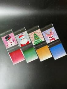 100 个彩色圣诞派对礼品包装 OPP 自封袋，可爱雪人、驯鹿、圣诞老人图案主题派对促销礼品装饰袋，圣诞节 - 彩色 - 查看 3