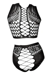 2 件女士性感内衣网纱罩衫镂空睡衣不含内衣情人节透视沙滩装夏季女士泳装和服装泳衣狂欢 - 黑色 - 查看 7