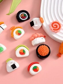 12pcs (Random Style) Realistic Fake Food Sushi, Alkaline Noodle, Bread, Toast Toy Food DIY Accessories, Foodie Gift Bag, Handmade Craft Supplies, Cream Decor
