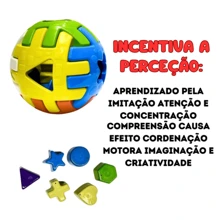 Kit 2 Children's Toys With Interlocking Educational Didactic Cube + Educational Didactic Ball 10cm X 10cm Boy And Girl 1 Year Old - 彩色 - 查看 3