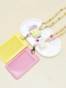 1 chiếc móc khóa hình mặt cười bằng gỗ phong cách Bohemia, dây đeo cổ dài, hạt gỗ có thể tháo rời, có ngăn đựng thẻ ID, bút chì acrylic trống, quà tặng cho giáo viên, quà tặng cho trường học, quà tặng cho xe hơi, bạn bè, chị em, ý tưởng quà tặng - Nhiều màu - Xem 10