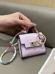 1pc New Pouch Portable Wrist Strap Bluetooth Earbud Case Multi-Function Small Bag Case Wallet With With Strap Gifts For Women Wallet Mini Wallet Purse Wallet Wristlet Wallet Coin Wallet - Purple - View 4