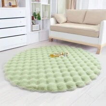 1pc Plush Soft Comfortable Circular Solid Color Rug, Cozy Fluffy Carpet Suitable For Bedroom, Living Room, Sofa, Vanity Area And More Gifts Birthday Graduation