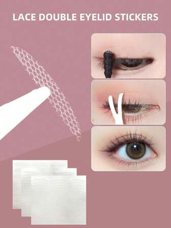 MoFaMeiRen 144pcs Double Eyelid Tape, Invisible Eyelid Lift Adhesive Strips, Lace Mesh Double Eyelid Stickers, Water-Resistant, Natural, Painless, Invisible, Strong Adhesive, Long-Lasting Nude Color, Suitable For All Women