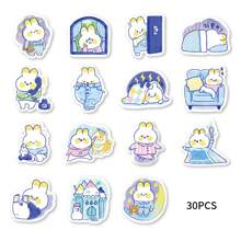 TiTiPaPa 180 miếng dán hoạt hình chú thỏ dễ thương trang trí sổ tay cốc nước nhật ký máy chơi trò chơi ván trượt xe máy va li đàn ghi ta đồ chơi cổ điển sổ lưu niệm bằng nhựa PVC chống thấm nước văn phòng phẩm cho học sinh - Màu xanh chanh - Xem 15