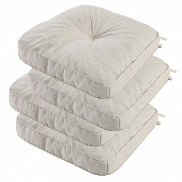 Idee-Home Outdoor Chair Cushions Set Of 4, 5" Thick Outdoor Seat Cushion Waterproof Patio Furniture Cushions With Ties, Dining Chair Cushions 19" X 19" Indoor Chair Pads