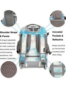 Tilami Rolling Backpack 19 Inch With Lunch Bag Wheeled Laptop Backpack,Bookbag,Back To School,Backpack For School, Travel Accessories Must Have, Suitcase, Luggage For Travel (Seaside)