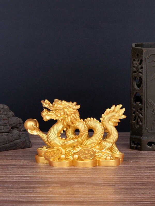 1pc Decorative Money Dragon Ornament, Faux Bronze, For Living Room, Office, Bar Cabinet (Color Random) Best Gifts