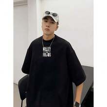 Men's Oversize T-Shirt Money Phrase Streetwear T-Shirt Oversized Shirt Premium 100% Cotton - màu đen - Xem 2