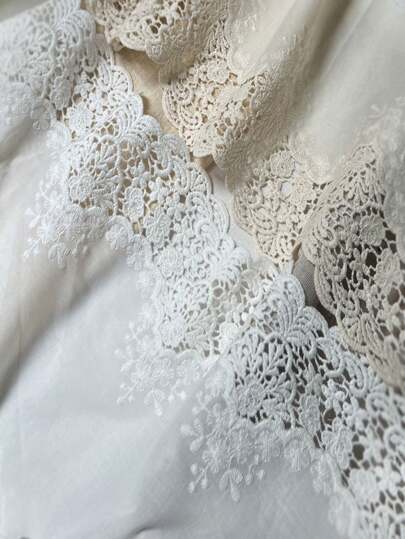 1码DIY装饰配件，浅桃色镂空刺绣35厘米蕾丝花边，娃娃服装面料