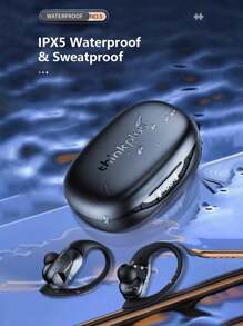 Lenovo LP75 蓝牙耳机，带显示屏的耳挂设计，超长续航5.3小时，HIFI音质，低延迟，适合音乐、游戏、跑步，防水，带麦克风的无线耳塞