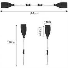 2 Pack 128cm Kayak Paddles Adjustable Portable Boat Oars Aluminum Alloy Detachable Afloat Kayak Oars Boat Rafting Canoe Paddle Tool For Inflatable Boat Kayak - Sliver Black - View 2